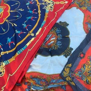 Rosy Varte Vintage Silk Scarf Designer and Italian Royal Scarf Bundle